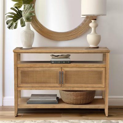 Martha Stewart Naomi 2 Door Storage Console Table in Honey, One Size MT120-1201