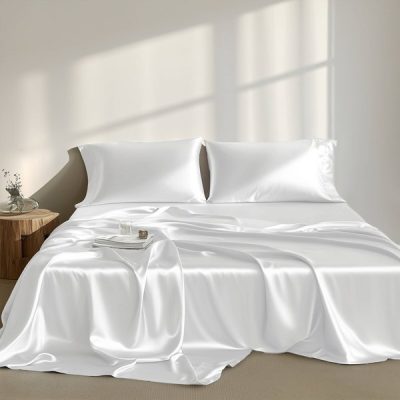 Madison Park Essentials Satin Luxury Sheet Set in White, King MPE20-901