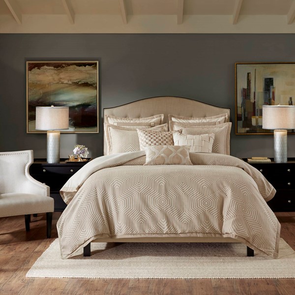 Madison Park Signature Shades of Serenity Jacquard Comforter Set in Tan/Ivory, Queen MPS10-0001 - Image 4
