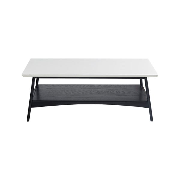 Madison Park Parker Mid-century Coffee Table with Storage Shelf in Off-White/Black, One Size MP120-1129 - Image 4