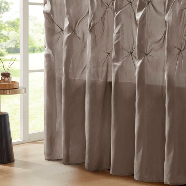 Madison Park Laurel Tufted Semi-Sheer Shower Curtain in Taupe, 72x72" MP70-438 - Image 3