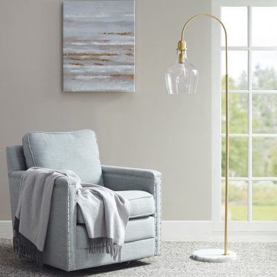 INK+IVY Auburn Arched Floor Lamp with Marble Base in Gold, One Size MP154-0200