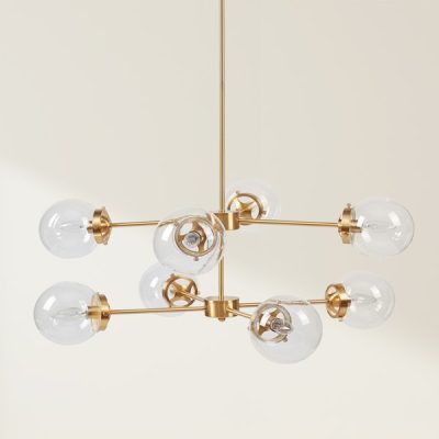INK+IVY Calista 8-Light Metal Chandelier with Globe Bulbs in Gold/Clear, One Size II150-0153