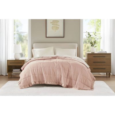 Madison Park Windom Lightweight Down Alternative Blanket with Satin Trim in Blush, Full/Queen MP51-5155