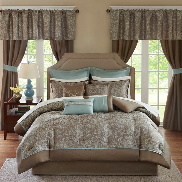 Madison Park Essentials Brystol 24 Piece Room in a Bag in Blue, Queen MPE10-223 - Image 3