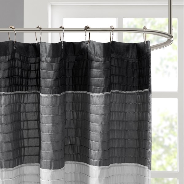 Madison Park Amherst Faux Silk Shower Curtain in Black, 72x72" MP70-246 - Image 5