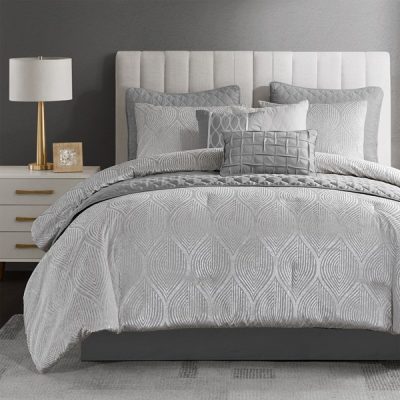 Madison Park Nocturne Comforter Set in Grey, Queen MP10-8926