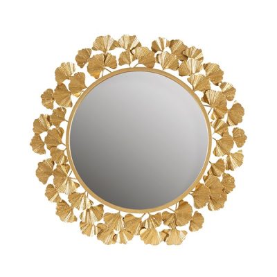 Martha Stewart Eden Gingko Leaf Round Wall Mirror 30.5" in Gold, 30.5"Dia x 1"D MT160-0021