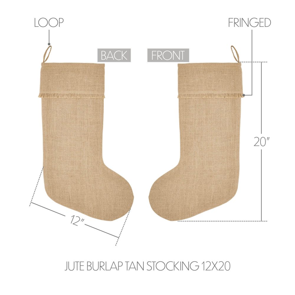 Greetings Jute Burlap Tan Stocking 12x20 - Image 3