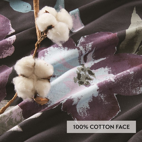 Madison Park Jolene 3 Piece Cotton Duvet Cover Set in Dark Grey/Plum, King/Cal King MP12-8493 - Image 5