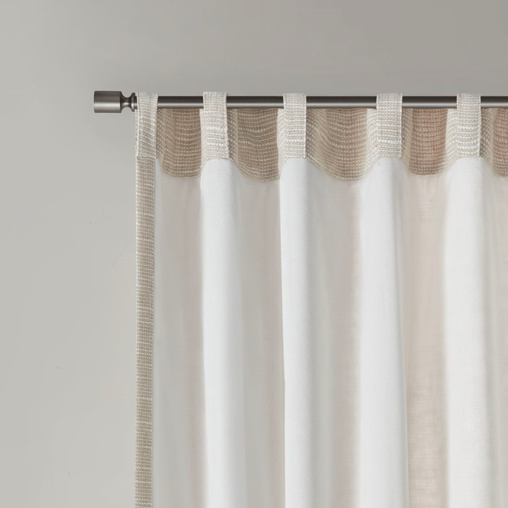 Madison Park Beals Faux Linen Rod Pocket and Back Tab Fleece Lined Curtain Panel in Natural, 50x95" MP40-7496 - Image 4