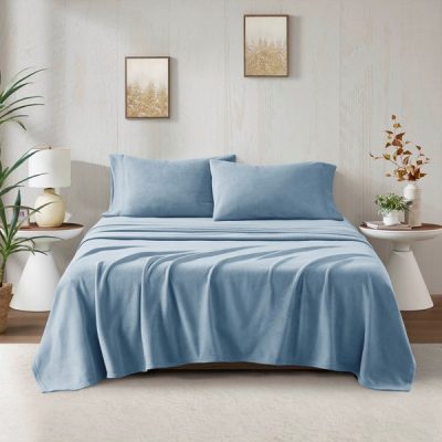 True North by Sleep Philosophy Micro Fleece Sheet Set in Blue, Cal King SHET20-746