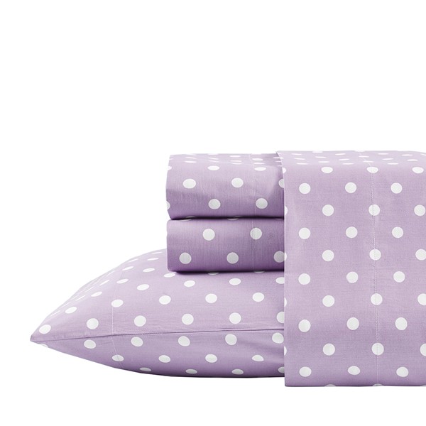 Mi Zone Polka Dot Printed 100% Cotton Sheet Set in Purple, Twin MZ20-418 - Image 3