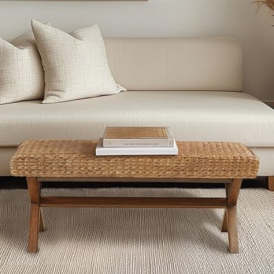 INK+IVY Seadrift Hand-woven Water Hyacinth Accent Bench in Brown, One Size II105-0256