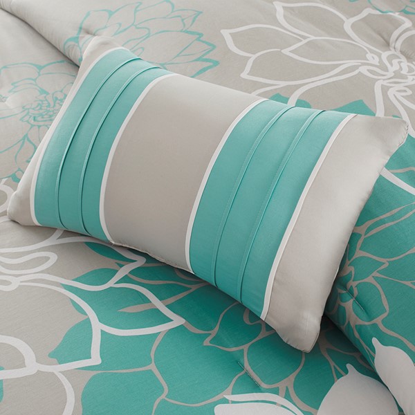 Madison Park Lola Printed Cotton Sateen Comforter Set in Aqua, King MP10-2640 - Image 2