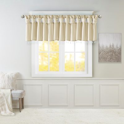Madison Park Emilia Lightweight Faux Silk Valance With Beads in Champagne, 50x26" MP41-4454
