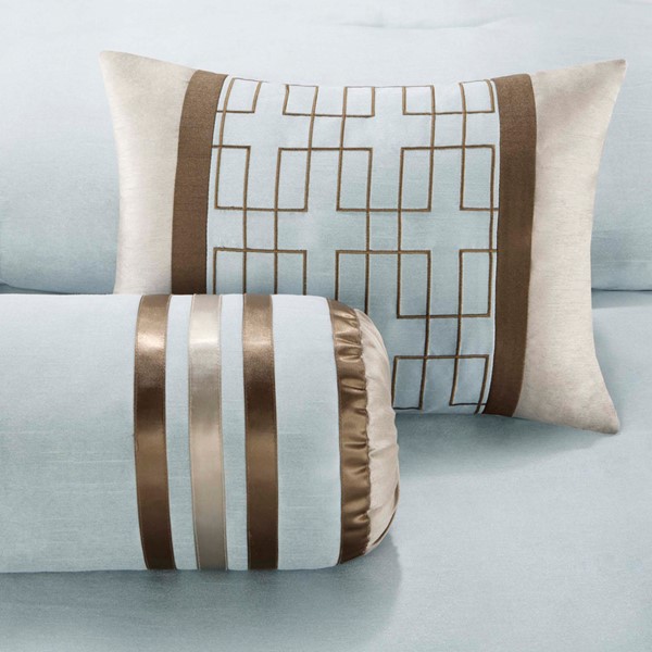 Madison Park Genevieve 7 Piece Comforter Set in Blue, Queen MP10-280 - Image 2