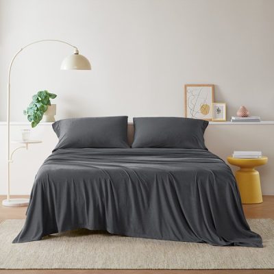 Intelligent Design Cotton Blend Jersey Knit All Season Sheet Set in Dark Grey, Queen ID20-694