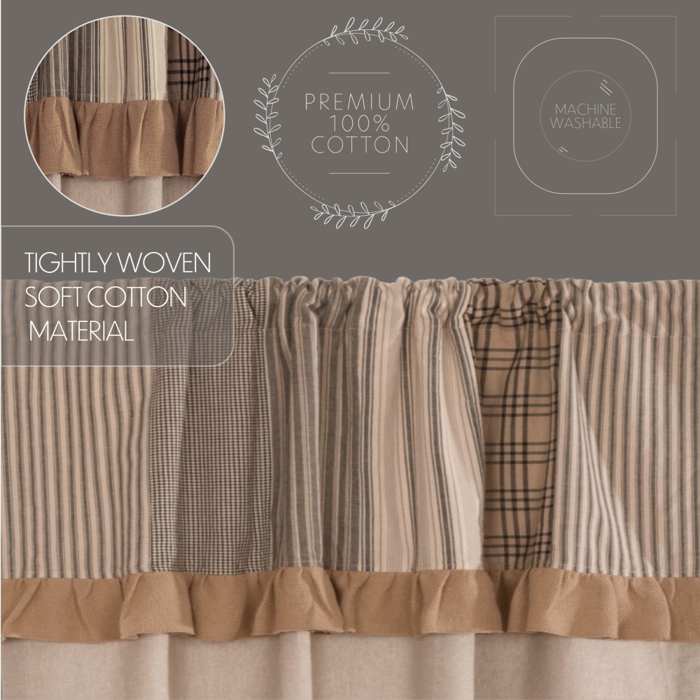Sawyer Mill Charcoal Chambray Solid Short Panel with Attached Patchwork Valance Set of 2 63x36 - Image 4