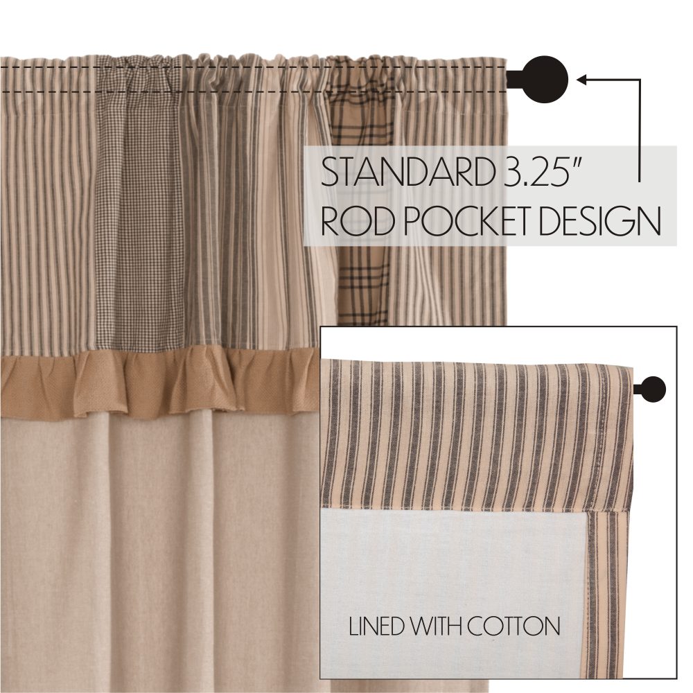 Sawyer Mill Charcoal Chambray Solid Short Panel with Attached Patchwork Valance Set of 2 63x36 - Image 5