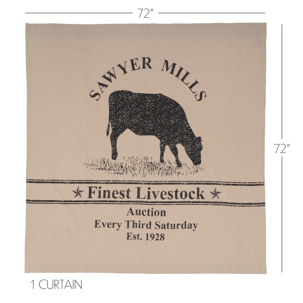 Sawyer Mill Charcoal Cow Shower Curtain 72x72 - Image 3