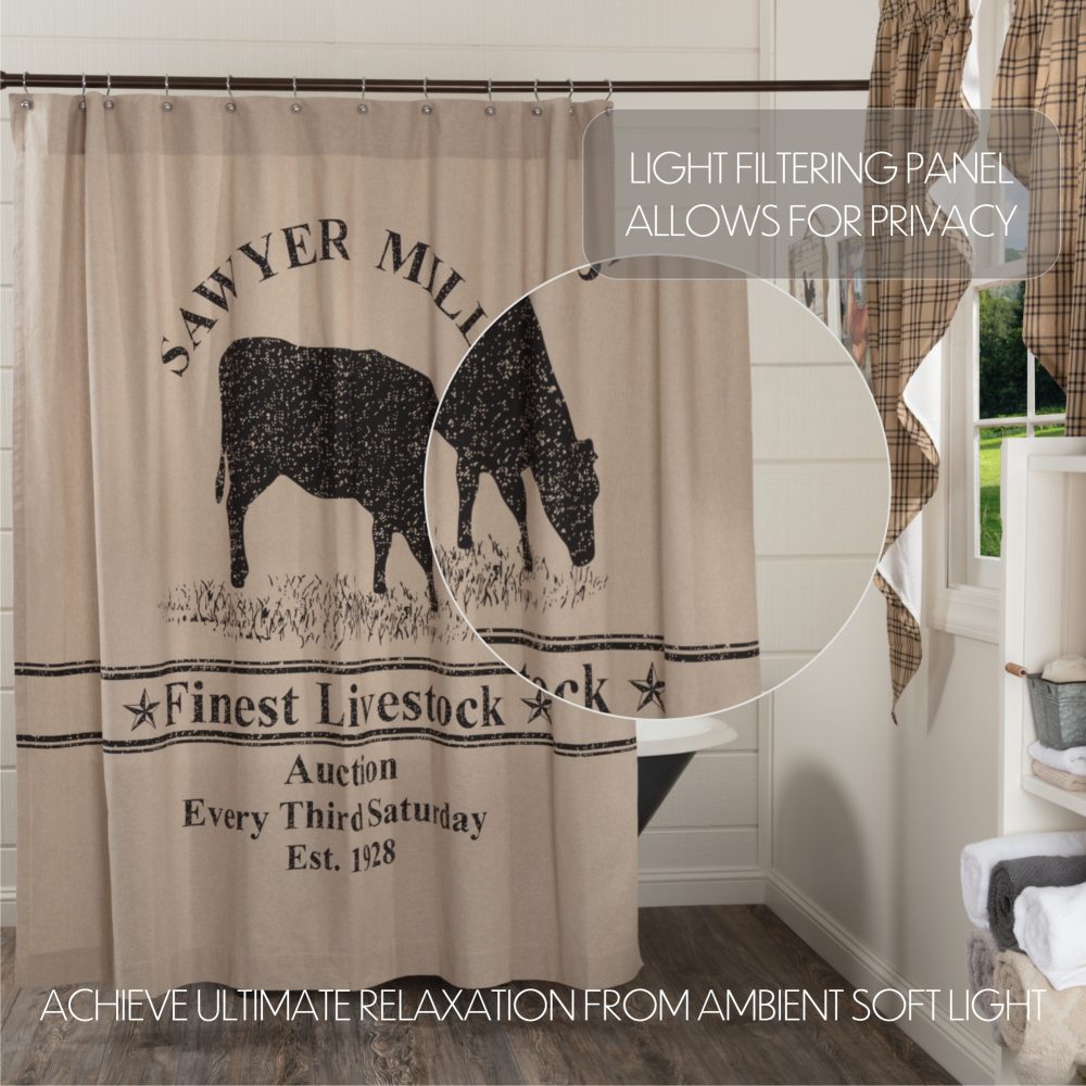 Sawyer Mill Charcoal Cow Shower Curtain 72x72 - Image 4