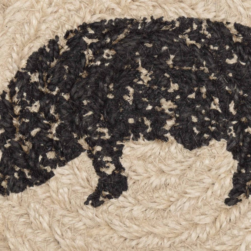 Sawyer Mill Charcoal Pig Jute Coaster Set of 6 - Image 4