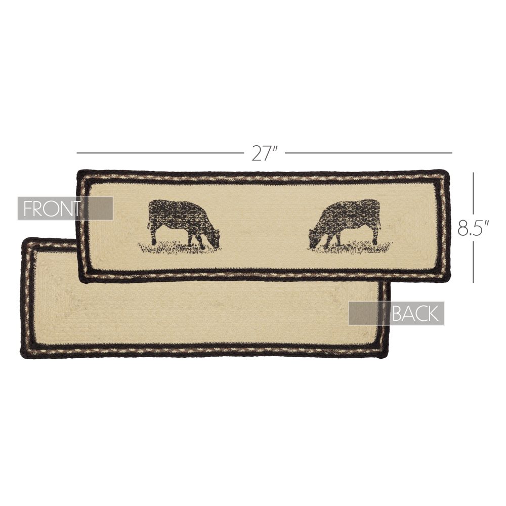 Sawyer Mill Charcoal Cow Jute Stair Tread Rect Latex 8.5x27 - Image 5