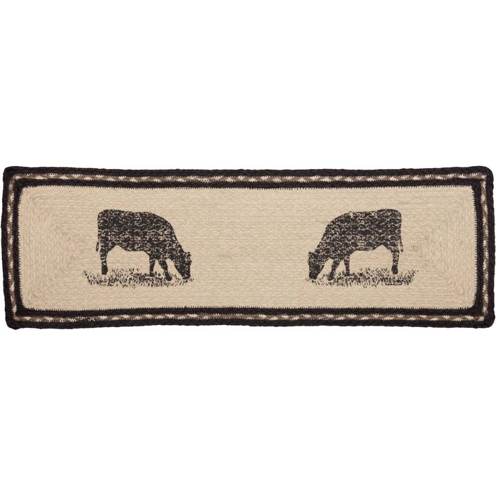 Sawyer Mill Charcoal Cow Jute Stair Tread Rect Latex 8.5x27 - Image 2