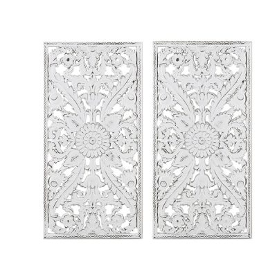 Madison Park Botanical Panel Distressed Carved Wood 2-piece Wall Decor Set in White, Set of 2 MP95B-0230