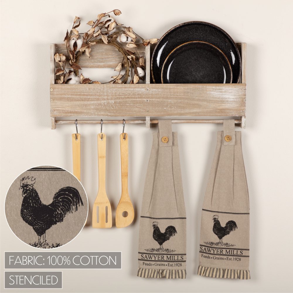 Sawyer Mill Charcoal Poultry Button Loop Tea Towel Set of 2 - Image 6