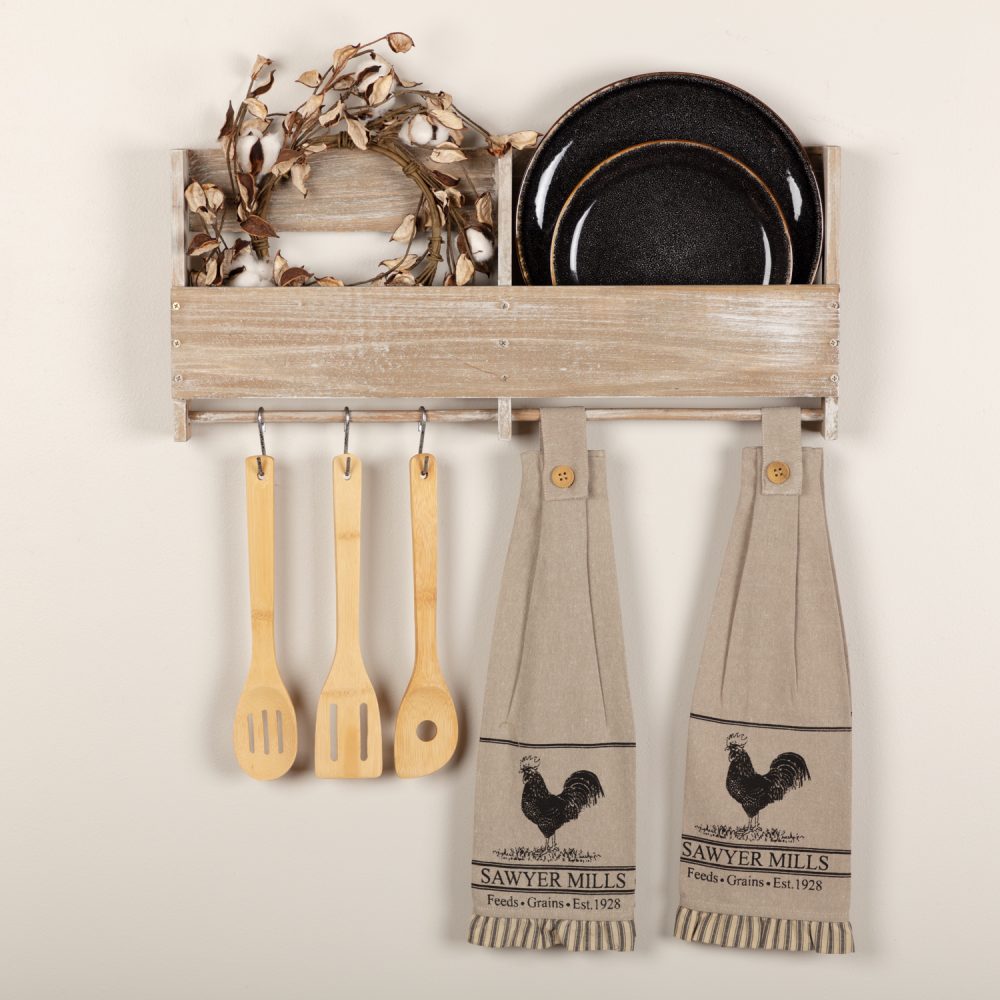 Sawyer Mill Charcoal Poultry Button Loop Tea Towel Set of 2