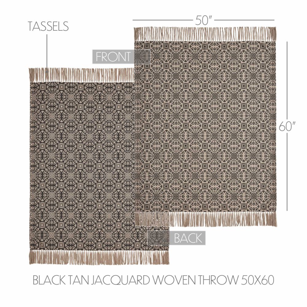 Custom House Black Tan Jacquard Woven Throw 50x60 - Image 5