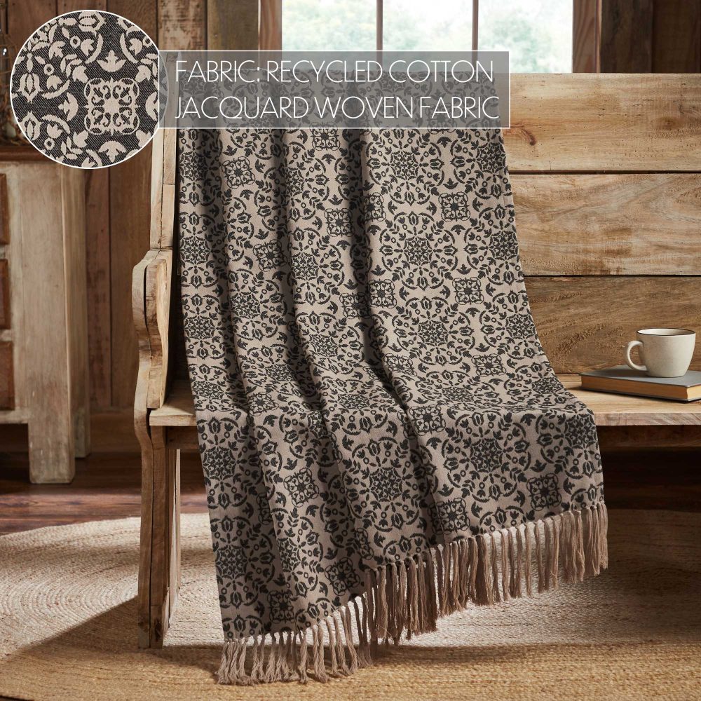 Custom House Black Tan Jacquard Woven Throw 50x60 - Image 6