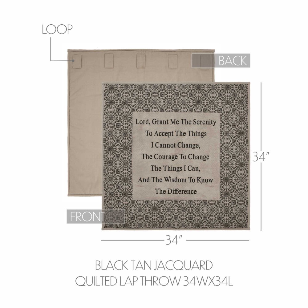 Custom House Black Tan Jacquard Quilted Lap Throw 34Wx34L - Image 4