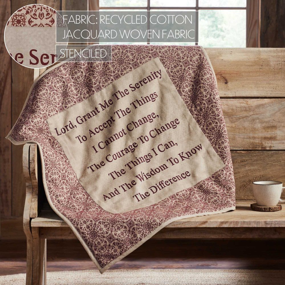 Custom House Burgundy Tan Jacquard Quilted Lap Throw 34Wx34L - Image 5