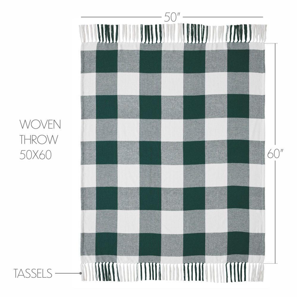 Annie Buffalo Check Hunter Green Woven Throw 50x60 - Image 4