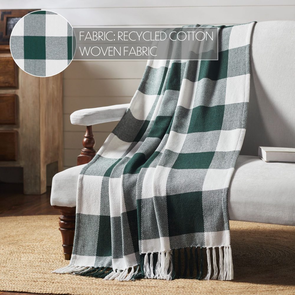 Annie Buffalo Check Hunter Green Woven Throw 50x60 - Image 5