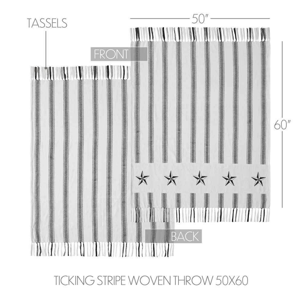 Sawyer Mill Black Ticking Stripe Woven Throw 50x60 - Image 4