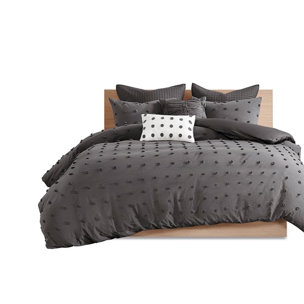 Urban Habitat Brooklyn Cotton Jacquard Comforter Set with Euro Shams and Throw Pillows in Charcoal, King/Cal King UH10-2257 - Image 5