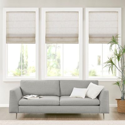 Madison Park Kyler Linen Blend Light Filtering Cordless Roman Shade in Natural, 31x64" MP40-7980