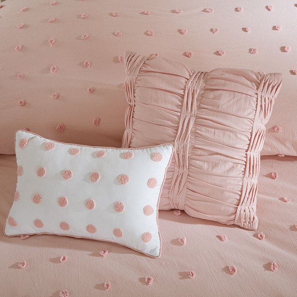 Urban Habitat Brooklyn Cotton Jacquard Comforter Set with Euro Shams and Throw Pillows in Pink, King/Cal King UH10-0206 - Image 5