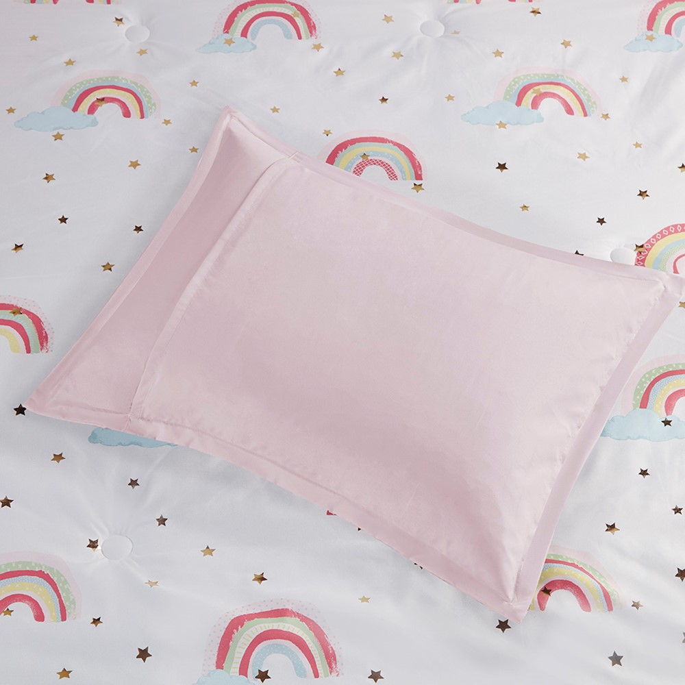 Mi Zone Kids Alicia Rainbow and Metallic Stars Comforter Set with Bed Sheets in White, Twin MZK10-263 - Image 7