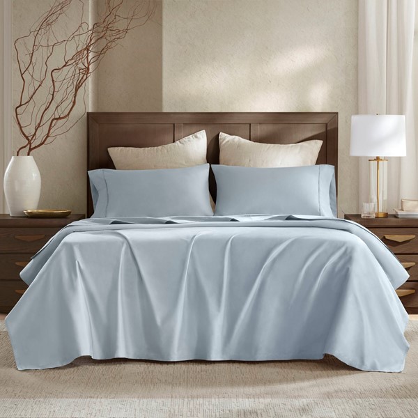 Harbor House 100% Egyptian Cotton Sateen Sheet Set in Blue, Split King HHD20-1966 - Image 4