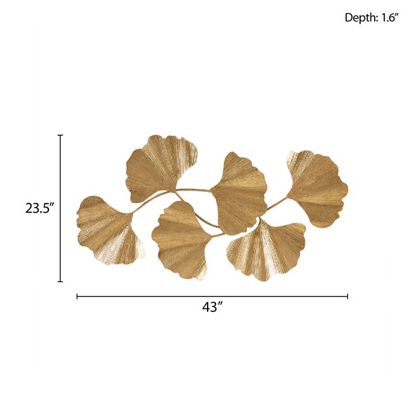Madison Park Faye Gold Foil Metal Ginkgo Leaf Wall Decor in Gold, One Size MT167-0023 - Image 6