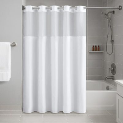 Nomad Home Plain Weave Essential Shower Curtain- Solid in White, 71"x74"+70"x54" NH70-0166
