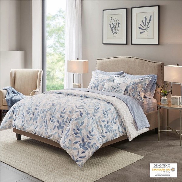 Madison Park Essentials Sofia Reversible Comforter Set with Bed Sheets in Blue, Twin MPE10-878 - Image 2