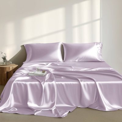 Madison Park Essentials Satin Luxury Sheet Set in Lilac, King MPE20-1154