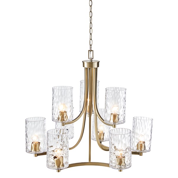 Hampton Hill Opulentia 9-light Round Tiered Chandelier with Textured Glass Shades in Antique Brass, One Size FB150-1190 - Image 6
