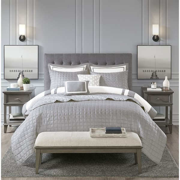 Madison Park Heritage 8 Piece Comforter and Quilt Set Collection in Grey, King/Cal King MP10-6141 - Image 3